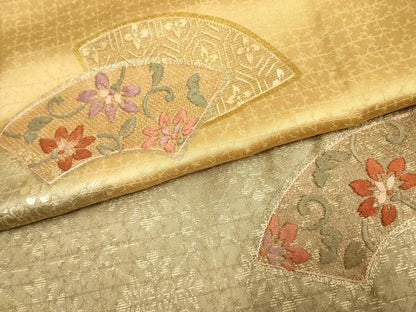 平和屋着物▽訪問着 単衣 刺繍 地紙花文 金彩 正絹 逸品 AAAS4953fy