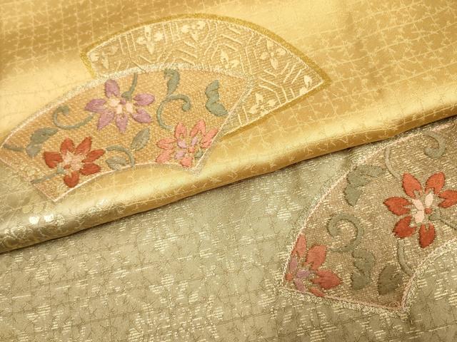 平和屋着物▽訪問着 単衣 刺繍 地紙花文 金彩 正絹 逸品 AAAS4953fy