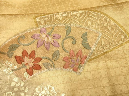 平和屋着物▽訪問着 単衣 刺繍 地紙花文 金彩 正絹 逸品 AAAS4953fy