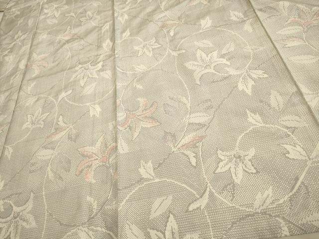 平和屋着物▽本場大島紬 単衣 白大島 120亀甲 唐草花文 正絹 逸品 AAAS4957fy
