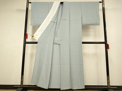 平和屋着物▽上質な色無地　単衣　水色　正絹　逸品　未使用　AAAS4959fy