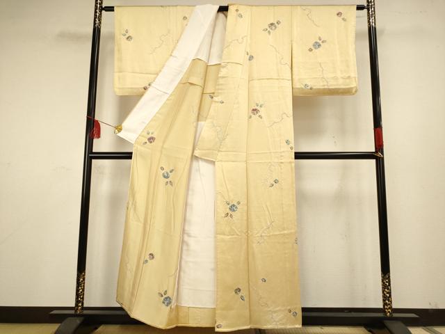 平和屋着物▽上質な小紋 単衣 絞り 舞花文 正絹 逸品 AAAS4960fy