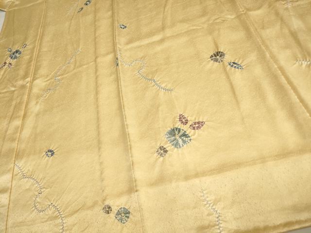 平和屋着物▽上質な小紋 単衣 絞り 舞花文 正絹 逸品 AAAS4960fy