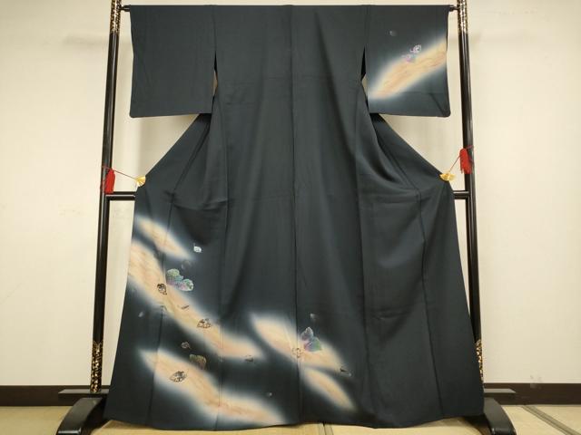 平和屋着物▽訪問着 単衣 舞葉文 金銀彩 さが美扱い 正絹 逸品 AAAS4961fy
