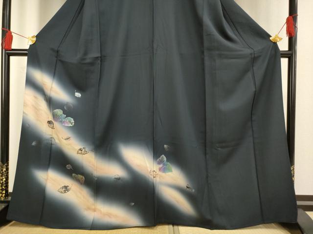 平和屋着物▽訪問着 単衣 舞葉文 金銀彩 さが美扱い 正絹 逸品 AAAS4961fy