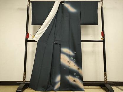 平和屋着物▽訪問着 単衣 舞葉文 金銀彩 さが美扱い 正絹 逸品 AAAS4961fy