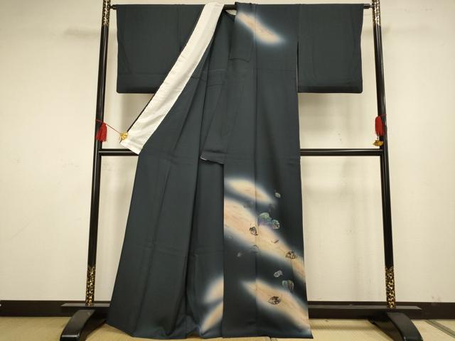 平和屋着物▽訪問着 単衣 舞葉文 金銀彩 さが美扱い 正絹 逸品 AAAS4961fy