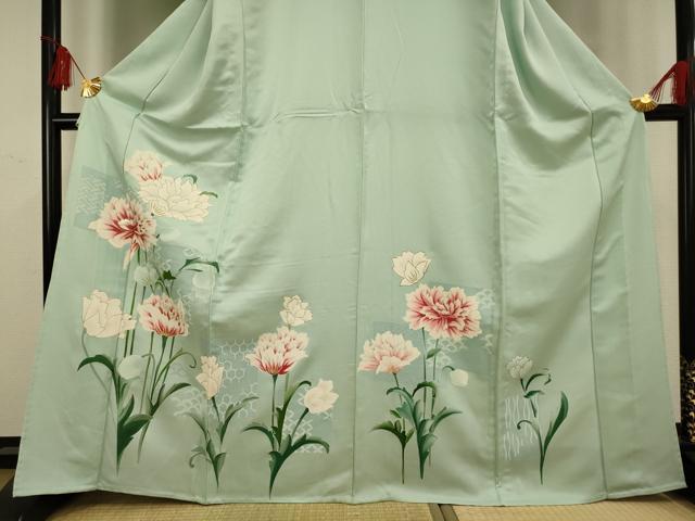 平和屋着物▽訪問着 単衣 刺繍 草花文 金彩 正絹 逸品 AAAS4963fy