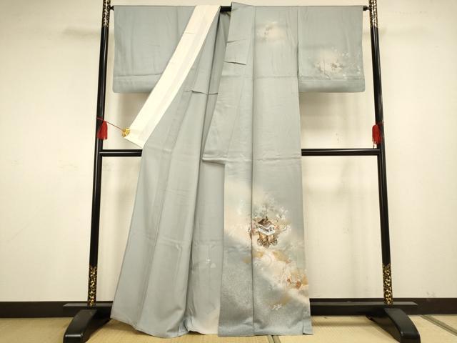 平和屋着物▽訪問着 単衣 山車花文 金銀彩 正絹 逸品 AAAS4964fy