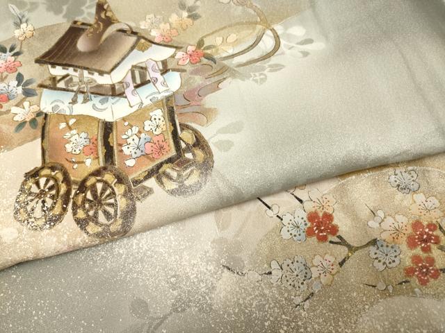 平和屋着物▽訪問着 単衣 山車花文 金銀彩 正絹 逸品 AAAS4964fy