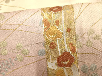 平和屋着物▽訪問着　単衣　草花文　金銀彩　正絹　逸品　AAAS4966fy