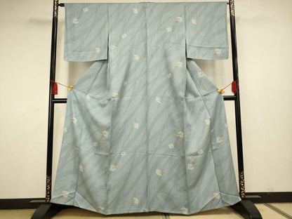 平和屋着物▽上質な小紋　単衣　源氏香　藤花房　正絹　逸品　未使用　AAAS4970fy