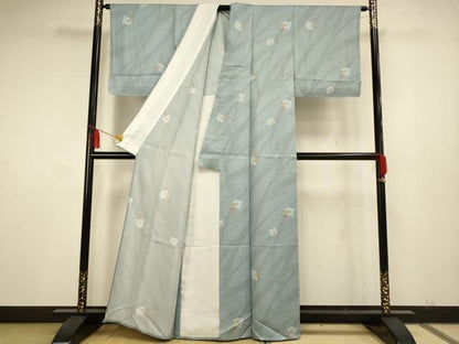 平和屋着物▽上質な小紋　単衣　源氏香　藤花房　正絹　逸品　未使用　AAAS4970fy