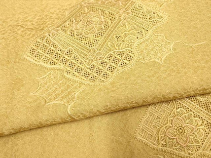 平和屋着物▽訪問着 単衣 中国三大刺繍 汕頭刺繍 スワトウ刺繍 雲取り花文 正絹 逸品 AAAS4973fy