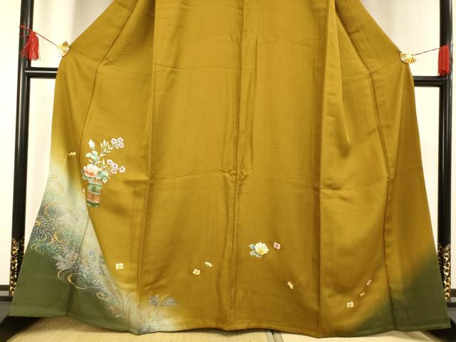 平和屋着物▽訪問着 単衣 草花文 金銀彩 さが美扱い 正絹 逸品 AAAS4975fy