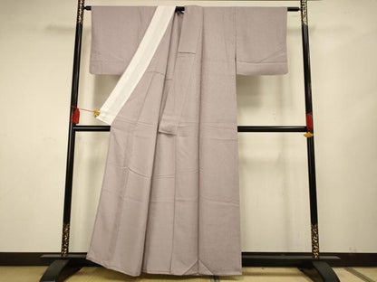 平和屋着物▽上質な色無地 単衣 作家物 牡丹鼠色 正絹 逸品 AAAS4976fy
