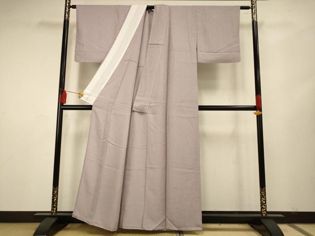 平和屋着物▽上質な色無地 単衣 作家物 牡丹鼠色 正絹 逸品 AAAS4976fy