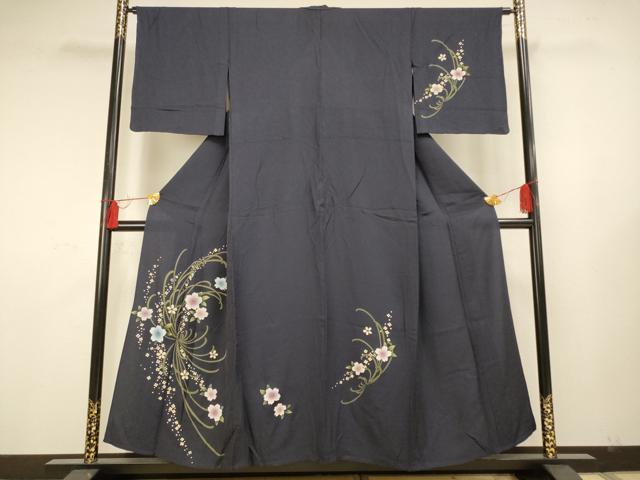 平和屋着物▽訪問着 単衣 草花文 正絹 逸品 AAAS4977fy