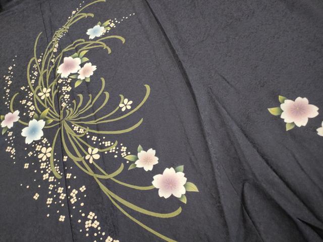 平和屋着物▽訪問着 単衣 草花文 正絹 逸品 AAAS4977fy