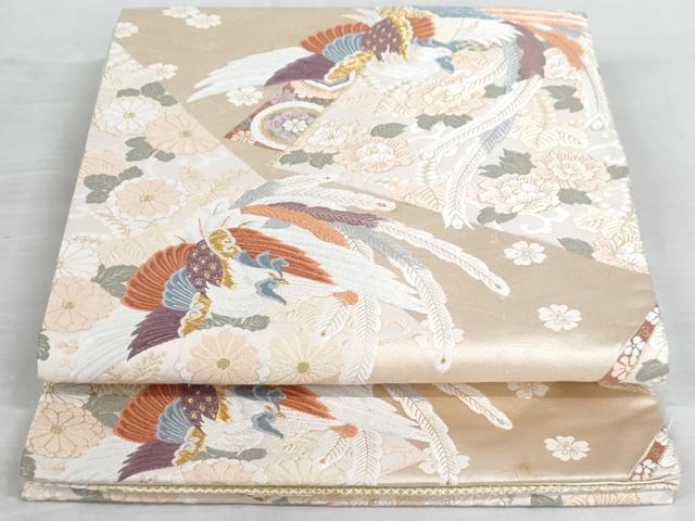 平和屋着物◎六通柄袋帯 唐織 鳳凰花文 金糸 正絹 逸品 AAAS5003cx