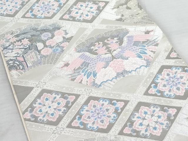 平和屋着物◎六通柄袋帯　唐織　正倉院花文　銀糸　正絹　逸品　AAAS5004cx