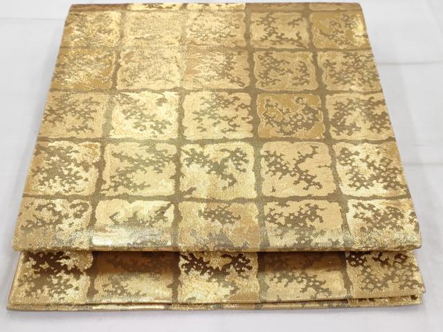 平和屋着物◎六通柄袋帯 箔格子 金糸 正絹 逸品 AAAS5025cx