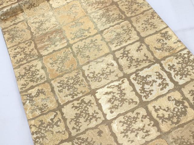平和屋着物◎六通柄袋帯 箔格子 金糸 正絹 逸品 AAAS5025cx