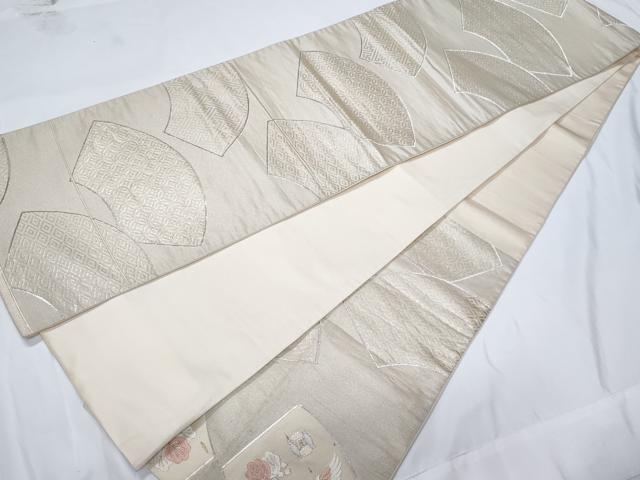 平和屋着物◎六通柄袋帯 総刺繍 駒刺繍 地紙花鳥文 金銀糸 正絹 逸品 AAAS5753cx