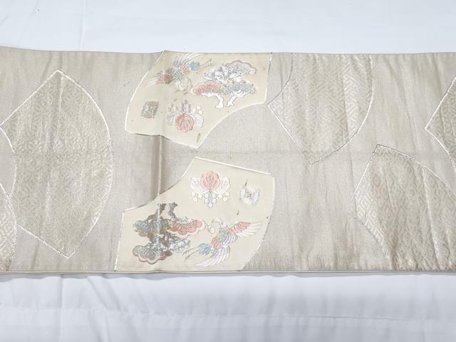 平和屋着物◎六通柄袋帯 総刺繍 駒刺繍 地紙花鳥文 金銀糸 正絹 逸品 AAAS5753cx