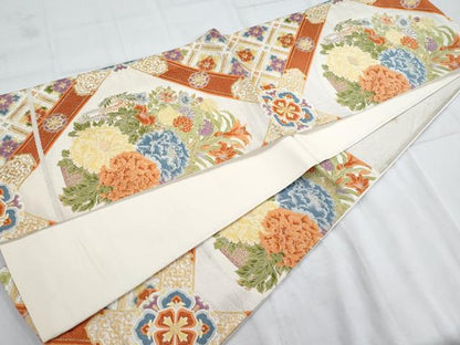 平和屋着物◎六通柄袋帯 唐織 吉祥花文 金糸 正絹 逸品 AAAS5760cx