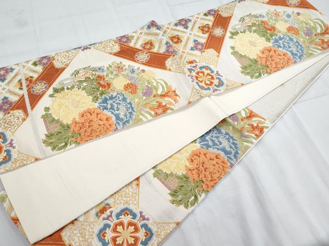 平和屋着物◎六通柄袋帯 唐織 吉祥花文 金糸 正絹 逸品 AAAS5760cx