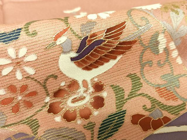 平和屋着物□訪問着 地紙重ね花鳥文 暈し染め 金彩 やまと