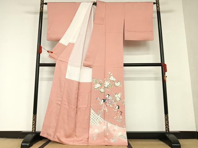 平和屋着物□豪華色留袖 作家物 枝花文 童子 暈し染め