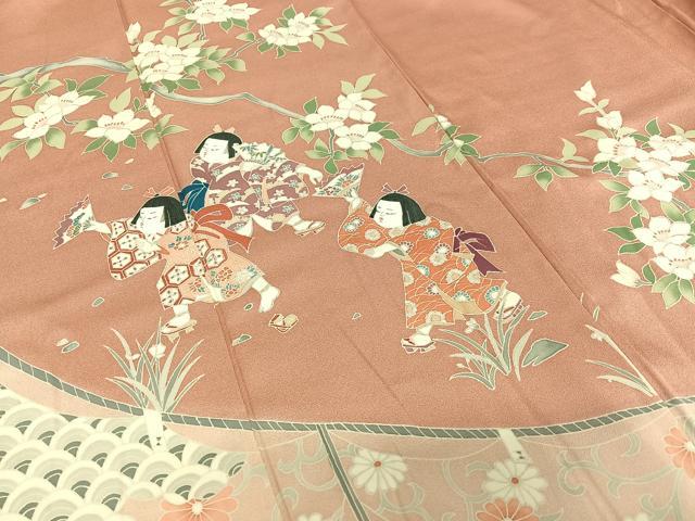 平和屋着物□豪華色留袖 作家物 枝花文 童子 暈し染め