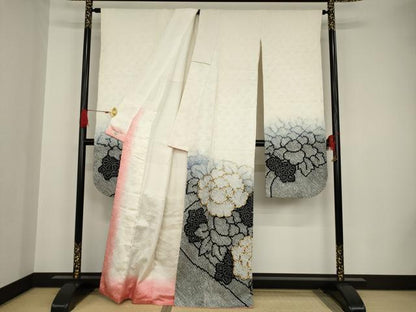 平和屋着物●豪華振袖 総絞り 駒刺繍 舞花文 正絹 逸品 AAAS6621ck