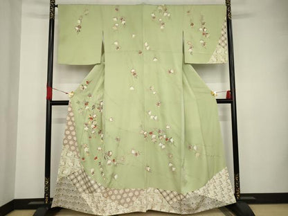 平和屋着物●訪問着 駒刺繍 吉祥橘文 金彩 正絹 逸品 AAAS6668ck