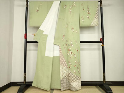 平和屋着物●訪問着 駒刺繍 吉祥橘文 金彩 正絹 逸品 AAAS6668ck