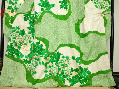 平和屋着物●豪華振袖　駒刺繍　絞り　道長花文　ロング丈　正絹　逸品　AAAS6674ck