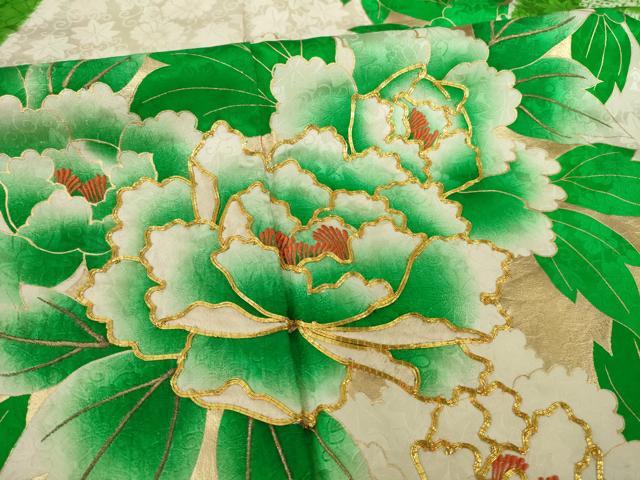 平和屋着物●豪華振袖　駒刺繍　絞り　道長花文　ロング丈　正絹　逸品　AAAS6674ck
