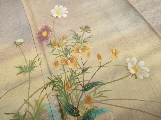 平和屋着物●紙芸創作者・横山優 和紙 訪問着 草花文 暈し染め 正絹 逸品 未使用 AAAS6678ck