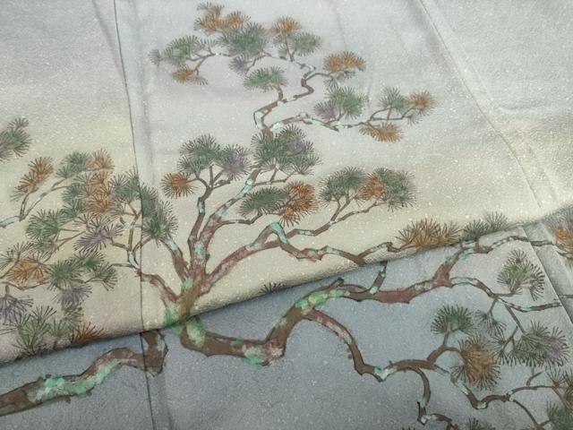 平和屋着物●紙芸創作者・横山優 和紙 訪問着 松 正絹 逸品 AAAS6679ck