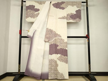 平和屋着物●訪問着 総絞り 雲重ね文 正絹 逸品 AAAS6706ck