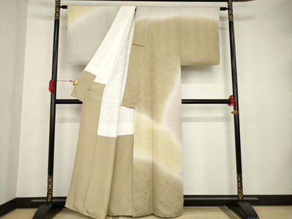 平和屋着物●訪問着 葉地紋 暈し染め 正絹 逸品 AAAS6707ck