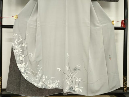 平和屋着物●伝統工芸士 京友禅染色作家 田家鬼彩 訪問着 花鳥文 正絹 逸品 AAAS6709ck