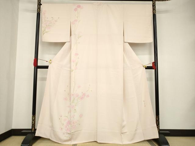 平和屋着物●手描友禅女流作家 一色生子 訪問着 手描き 草花文 正絹 逸品 AAAS6711ck
