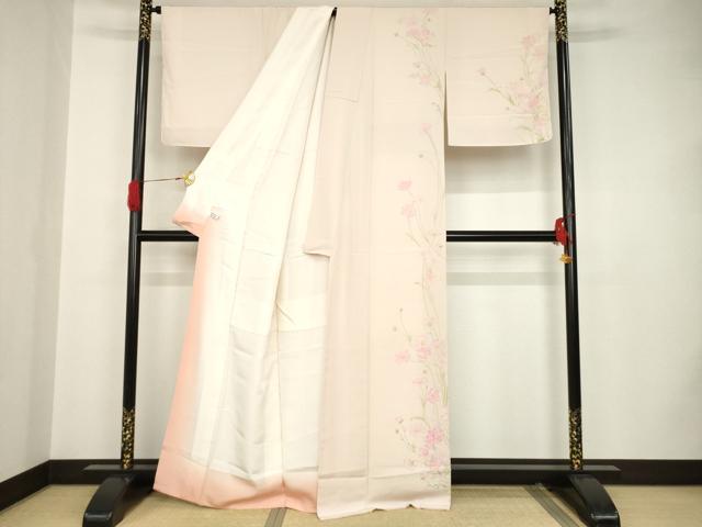 平和屋着物●手描友禅女流作家 一色生子 訪問着 手描き 草花文 正絹 逸品 AAAS6711ck