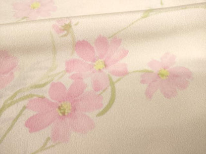 平和屋着物●手描友禅女流作家 一色生子 訪問着 手描き 草花文 正絹 逸品 AAAS6711ck