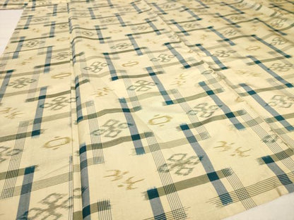 平和屋着物▽本場琉球絣　紬　単衣　正絹　逸品　AAAS6883iu