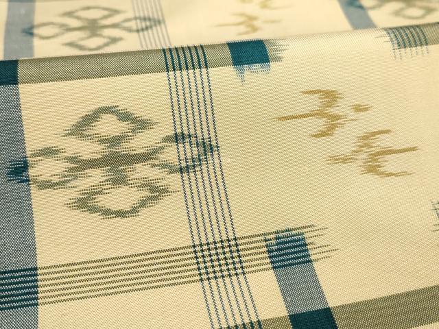 平和屋着物▽本場琉球絣　紬　単衣　正絹　逸品　AAAS6883iu