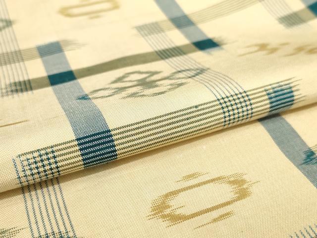 平和屋着物▽本場琉球絣　紬　単衣　正絹　逸品　AAAS6883iu